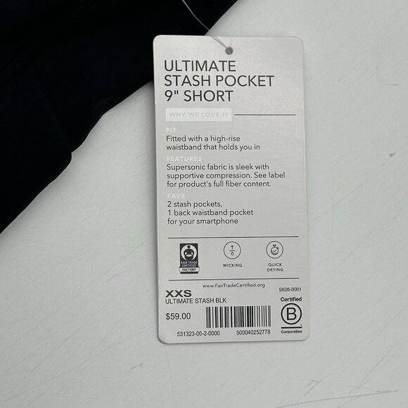 Athleta Ultimate Stash 9” Inseam Women's Size XXS Black Stretch Bike Shorts NWT - Picture 3 of 14